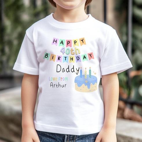 Personalised Birthday T – Shirt – Custom Kids Tee With Banner & Cake Design - 3-6month T-shirt