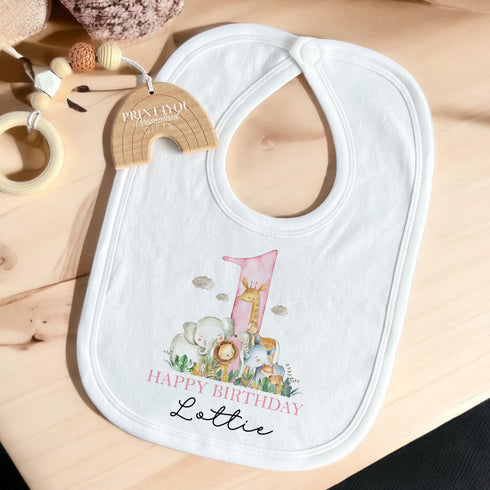 Personalised First Birthday Outfit – Soft Cotton Baby Sleepsuit, Vest & Bib