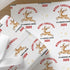 Personalised Christmas wrapping paper featuring a cute reindeer with a red nose, custom name and relation, festive Christmas gift wrap.