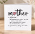 The image is a greeting card with a definition of a mother, accompanied by a list of characteristics that define a mother.
