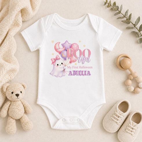 Personalised First Halloween Outfit | Boo-Tiful Ghost Baby Vest