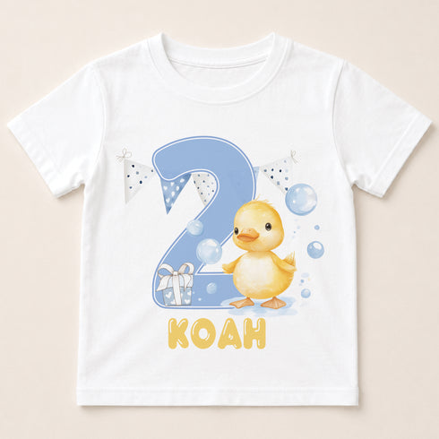 Children's clothing with the duck birthday shirt design