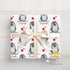 Personalised Christmas Wrapping Paper - Cute Penguin Design With Festive Red Stars Roll Or Sheet