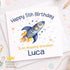 Personalised Space Rocket Card – Watercolor Birthday Keepsake For Boys & Grandson - Front Only