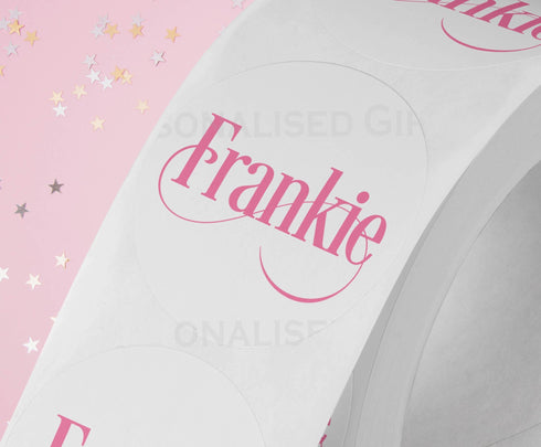 Personalised Coloured Festive Name Sticker| Christmas White Gloss 5cm Stickers | Perfect for Christmas Party Bags, Gift Wrapping, and More!