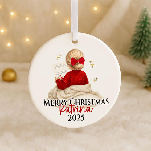 Personalised Ceramic Christmas Bauble 2025 Custom Ornament Gift for Boys Girls