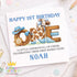 Personalised rodeo 1st birthday card with cowboy ONE design, blue western first birthday card for little boy with custom name