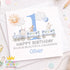Square greeting card showing the birthday boy card design
