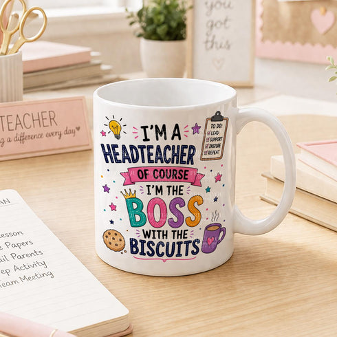 Headteacher Mug – Colourful Ceramic Coffee Cup – Funny Boss Teacher Gift
