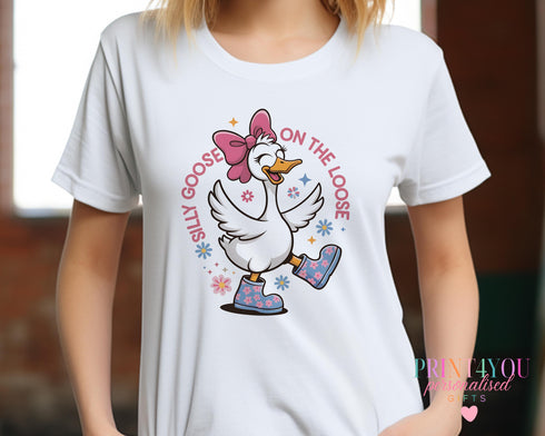 Silly Goose Matching T-Shirt: Mum & Child White Cotton Tee