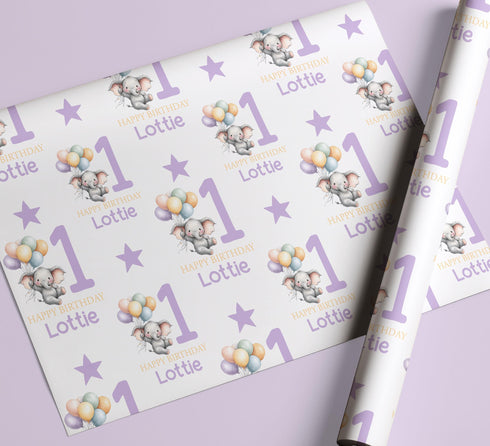 Personalised Birthday Wrap | First Birthday Gift Wrap, Girls Birthday Wrap, Metre Roll & Sheets
