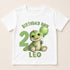 Children's clothing with the dinosaur birthday t-shirt design