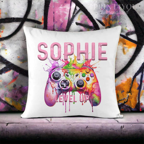 Personalised Girls Pink Controller Cushion Cover | Super Soft and Fully Washable | Perfect Gift | Gift for Gamer Girls