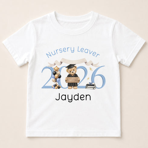 Children's clothing with the nursery leaver t-shirt 2026 design