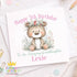 Personalised Teddy Bear Card – Custom Name & Age Floral Bear Design Birthday Greeting - Front only