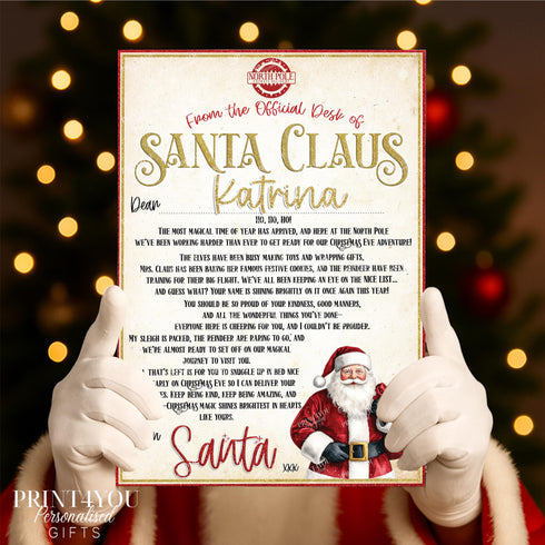 Personalised Santa Letter | Custom Letter From Santa Claus | Official North Pole A4 Gloss Print | Christmas Eve Keepsake Gift