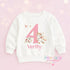Personalised Birthday Age Sweatshirt Jumper For Children. Any Age, White Cotton Sweatshirt - Unicorn Number and name