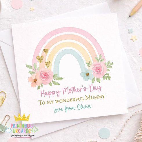 Square greeting card showing the mothers day card for mummy design
