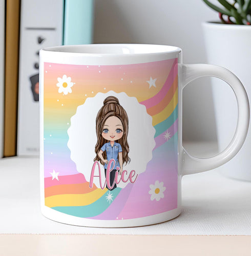 Personalised Nurse Mug - Customizable Gift for Nurses with Skin Tones Hair Shades Thank You Nurse Rainbow Design