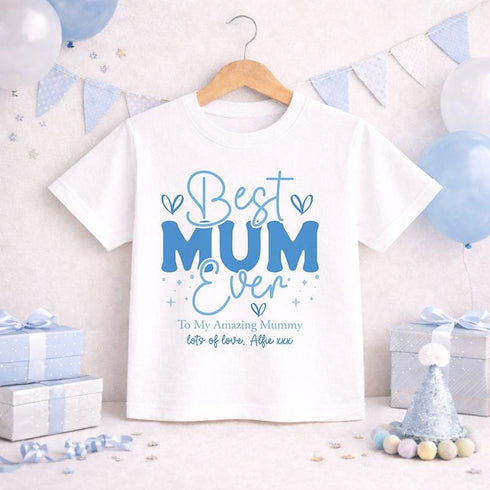 Children's clothing with the best mum ever t-shirt design