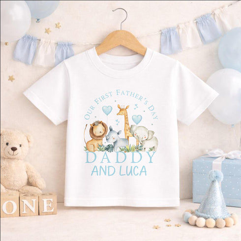 First Fathers Day Outfit – Personalised Safari Baby Vest Bodysuit Gift