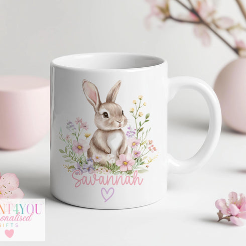Personalised Bunny Rabbit Mug Coaster Set for Easter Gifts