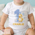 Personalised First Birthday One T-shirt, Sleepsuit and vest, Blue Bubbles Duck First Birthday Outfit.