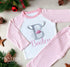 Personalised Pink & White Striped Children's Christmas Pyjamas - Antler Alphabet