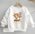 Personalised Birthday Age Sweatshirt Jumper For Children. Any Age, White Cotton Sweatshirt - Safari Giraffe, Number and name