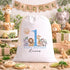 Personalised safari birthday sack with name Lucas, wild one 1st birthday gift bag, jungle animals drawstring sack, boys birthday bag