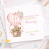Personalised Mothers Day Card – Pink Teddy Bear Hot Air Balloon Keepsake