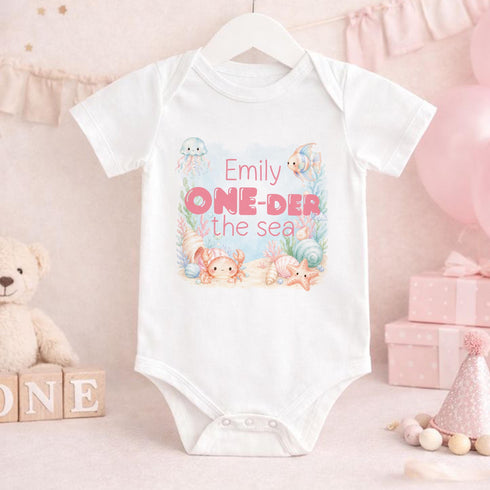 Personalised Birthday Pyjamas – Under The Sea PJs With Custom Name For Girls’ 1st Birthday - Vest