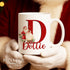 Personalised Santa Mug – Alphabet Initial Mug – Custom Name Christmas Gift - Red handled Mug