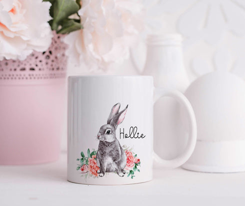 Personalised Easter Bunny Mug with Flowers Heartwarming Gift for Grandparents and Her
