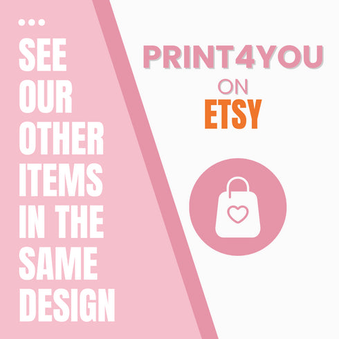 a pink and white poster with the words print4you on it