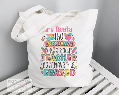 Thank You Teacher Gift | Cotton Tote Bag | Reusable Shopping Bag | 100% White Cotton Bag | Personalised shopper bag | Influence of a Good