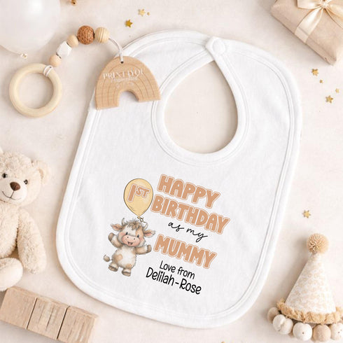 Personalised First Birthday Outfit - Highland Cow Design | Gift From Baby to Mummy or Daddy