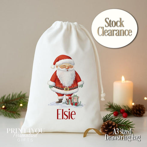 Personalised Santa Christmas Drawstring Bag – A3 Size Gift Sack
