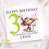 Personalised boys birthday card with cheeky monkey design, custom age and name birthday card for son grandson nephew any age