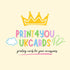 a logo for a company called "Print4you UKcards", which is a company that creates and sells greeting cards. The logo includes a crown, a cloud, and the text "Print4you UKcards" in a colorful and playful design.