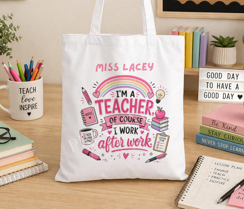 Personalised Teacher Tote – Custom Eco Friendly Tote Bag – Funny Teacher Gift UK
