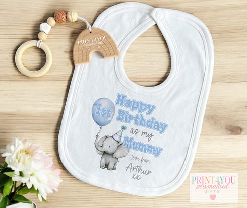 Happy Birthday Mummy, 1st Birthday as My Mummy, Sleepsuit Baby grow Bodysuit Vest, Mum Birthday, Mummy Birthday, Cute Elephant Design