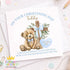 Personalised Christening Card – Boy Teddy Bear Keepsake With Blue Accents - Front only