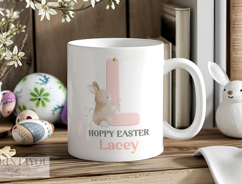 Personalised Easter Mug with Hoppy Little Bunny Rabbit Design - Perfect Gift Idea