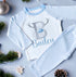 Personalised Blue & White Striped Children's Christmas Pyjamas - Antler Alphabet