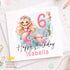 Square greeting card showing the mermaid birthday card design