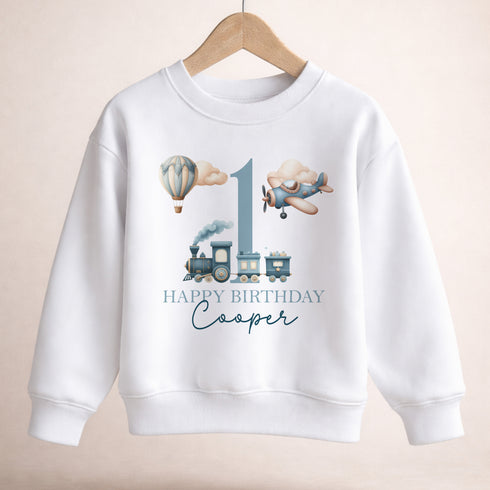 Children's clothing with the first birthday jumper design