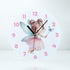 Personalised Childrens Acrylic Clock Pink Fairy Design Ideal New Baby Gift 24.5cm for Girls Bedroom
