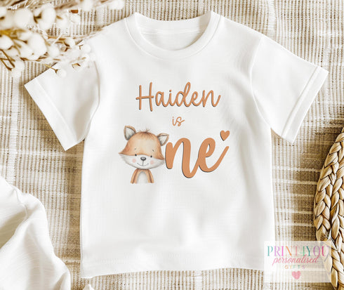 Personalised Fox First Birthday Outfit - Baby Vest Sleepsuit T-Shirt or Bib