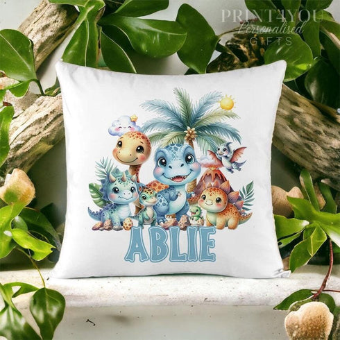 Dinosaur Children's name Cushion | Mixed Dinosaur T-rex Dinosaur Pillow | Personalised Children's Pillow Gift
